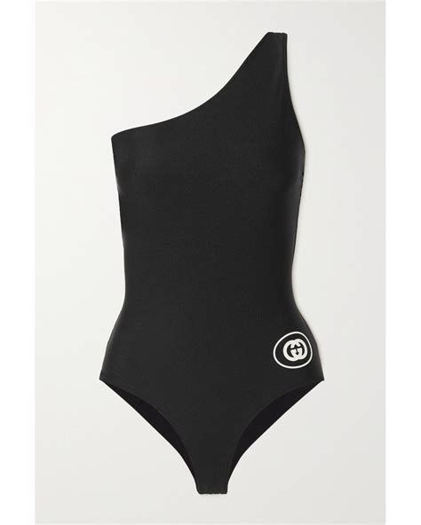 maillot de bain gucci noir|gucci one shoulder swimsuit.